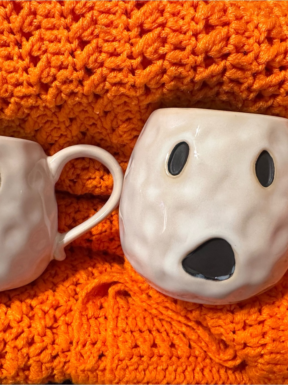 Handmade White Ceramic Ghost Mug Set- Whimsical Home Accent